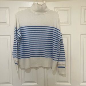 NWNT AUTUMN CASHMERE 100% Cashmere Blue Striped‎ Cream Sweater Jumper Minimalist